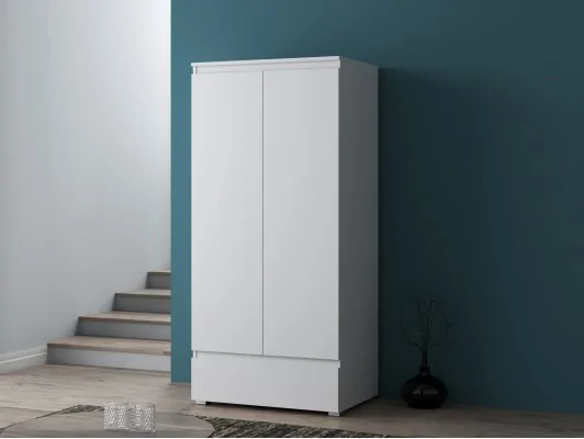 Zobacz Pojemna szafa ubraniowa do pokoju nastolatka NEO 05 biała, antracyt/craft Pojemna szafa ubraniowa do pokoju nastolatka NEO 05 biała, antracyt/craft