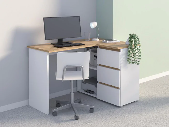 Biurko komputerowe narożne z szufladami Norge