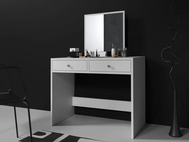 Prosta toaletka z lustrem do makijażu i wizażu Mega biała