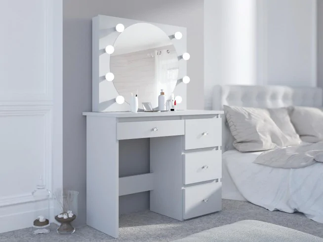 Toaletka z lustrem LED sonoma kosmetyczna Beta Diamond 8 Led z uchwytami dąb sonoma, dąb craft, biała