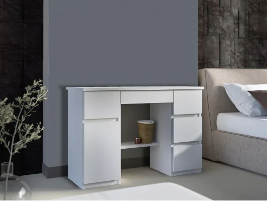 Zobacz Nowoczesne biurko OLIVIA z 5 szufladami i szafką, funkcjonalne białe, dąb sonoma, dąb craft Nowoczesne biurko OLIVIA z 5 szufladami i szafką, funkcjonalne białe, dąb sonoma, dąb craft