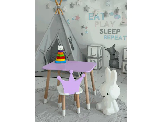 Zestaw stoliczka Korona II dla dziecka z krzesełkiem w kolorze fioletowym