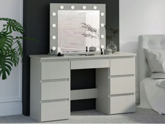 Toaletka kosmetyczna Beta 4 z lustrem i oświetleniem LED 12 FLAT – stylowy mebel do makijażu kaszmir