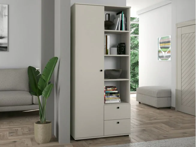 REGAŁ NA KSIĄŻKI KASZMIR Z DRZWIAMI 2 SZUFLADAMI PÓŁKAMI POJEMNY MODNY