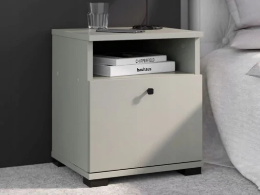 Zobacz Nowoczesna szafka nocna ARIZONA SN40 – kompaktowa, z pojemną szufladą i półką, 40 cm kaszmir Nowoczesna szafka nocna ARIZONA SN40 – kompaktowa, z pojemną szufladą i półką, 40 cm kaszmir