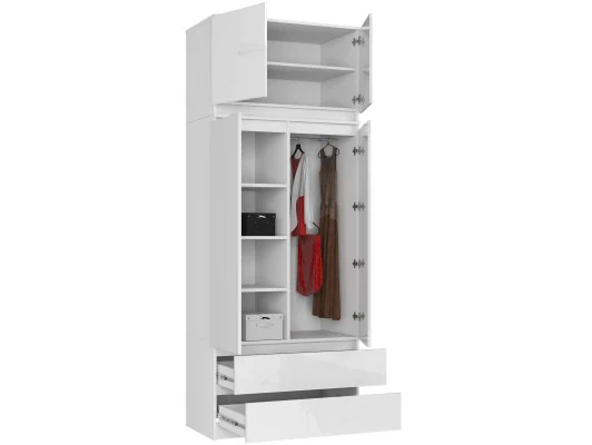 SZAFA Z NADSTAWKĄ S90 2D 2SZ CLP PK BIAŁY POŁYSK