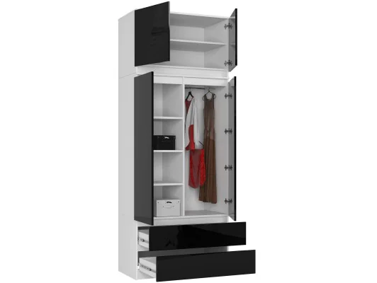 SZAFA Z NADSTAWKĄ S90 2D 2SZ CLP PK CZARNY POŁYSK