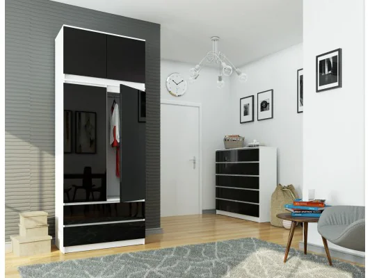 SZAFA Z NADSTAWKĄ S90 2D 2SZ CLP PK CZARNY POŁYSK