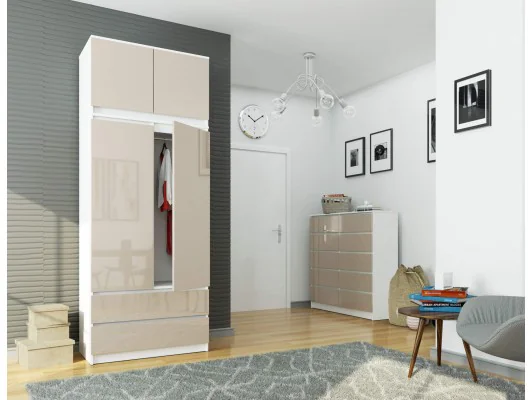 SZAFA Z NADSTAWKĄ S90 2D 2SZ CLP PK CAPUCINO POŁYSK