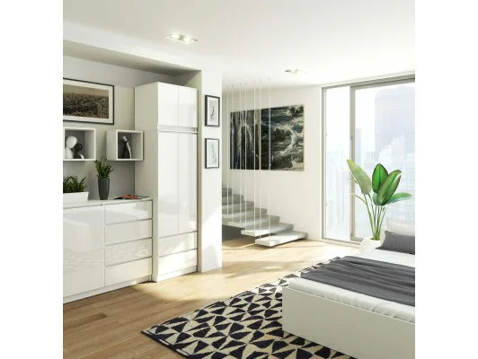 SZAFA Z NADSTAWKĄ S60 2D 2SZ CLP PK BIAŁY / BIAŁY POŁYSK