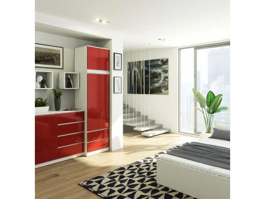 SZAFA Z NADSTAWKĄ S60 2D 2SZ CLP PK BIAŁY / CZERWONY POŁYSK