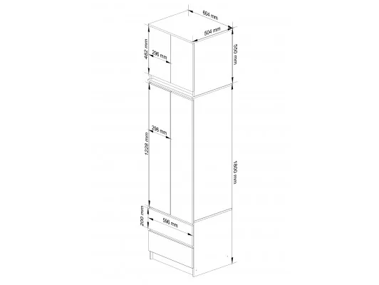 SZAFA Z NADSTAWKĄ S60 2D 2SZ CLP PK BIAŁY / METALIK POŁYSK