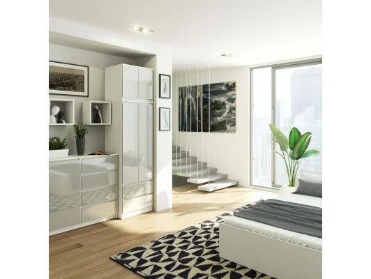 SZAFA Z NADSTAWKĄ S60 2D 2SZ CLP PK BIAŁY / METALIK POŁYSK