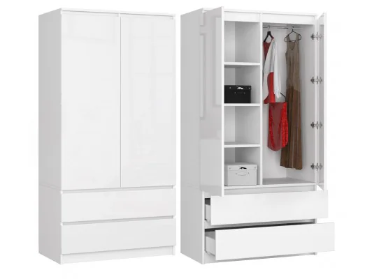 SZAFA S90 2D 2SZ CLP PK BIAŁY POŁYSK