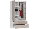 Szafa S 90 cm 2 drzwi 2 szuflady - biała-cappuccino połysk
