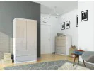 Szafa S 90 cm 2 drzwi 2 szuflady - biała-cappuccino połysk