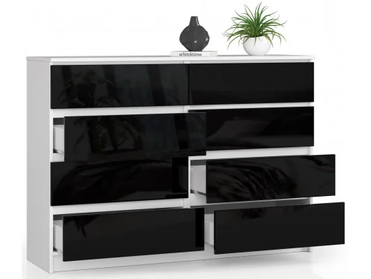 Zobacz KOMODA K140 8SZ CLP CZARNY POŁYSK KOMODA K140 8SZ CLP CZARNY POŁYSK