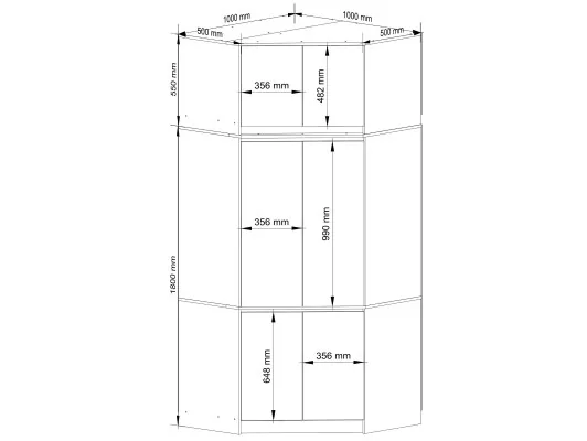 SZAFA NAROŻNA Z NADSTAWKĄ S100 DĄB ARTISAN