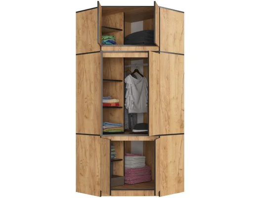 SZAFA NAROŻNA Z NADSTAWKĄ S100 DĄB CRAFT