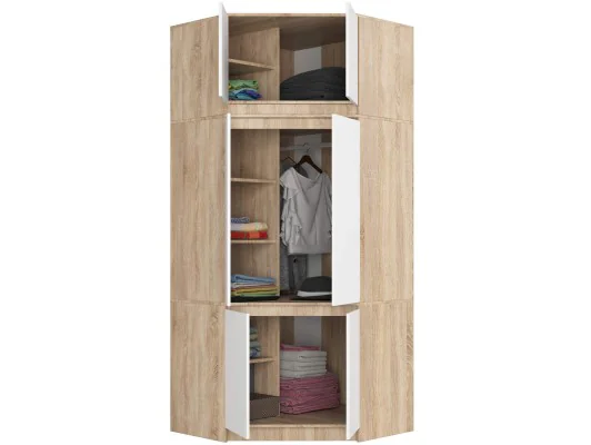 Zobacz SZAFA NAROŻNA Z NADSTAWKĄ S100 DĄB SONOMA / BIAŁA SZAFA NAROŻNA Z NADSTAWKĄ S100 DĄB SONOMA / BIAŁA