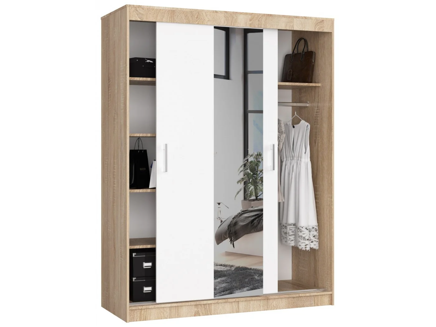 SZAFA PRZESUWNA 150cm CLP SONOMA / BIAŁA SZAFA PRZESUWNA 150cm CLP SONOMA / BIAŁA