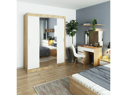 SZAFA PRZESUWNA 150cm CLP SONOMA / BIAŁA