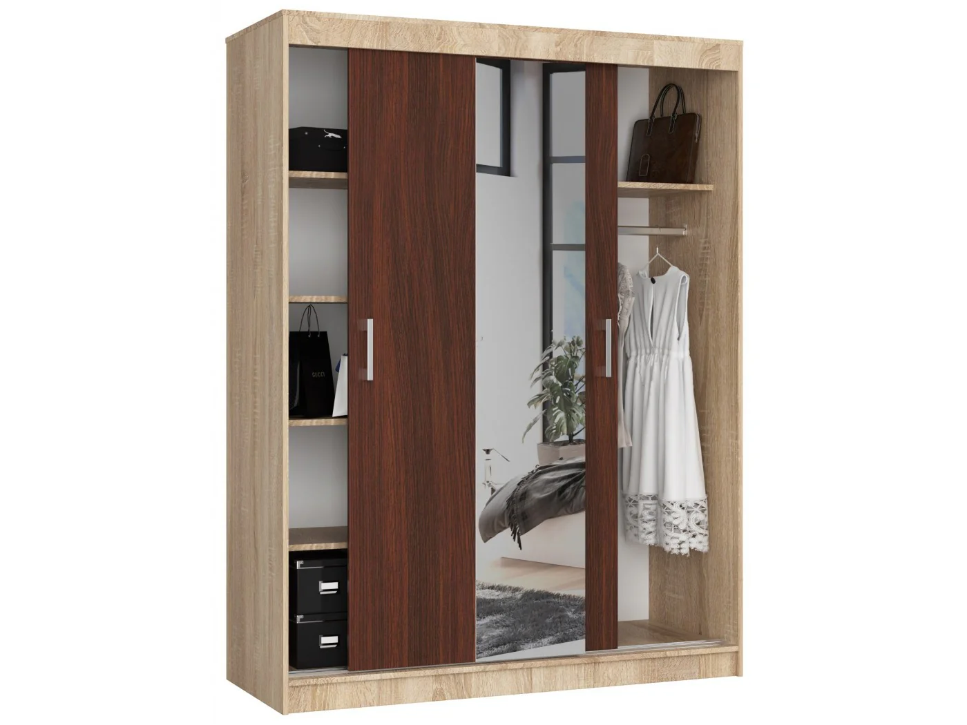 SZAFA PRZESUWNA 150cm CLP SONOMA / WENGE SZAFA PRZESUWNA 150cm CLP SONOMA / WENGE
