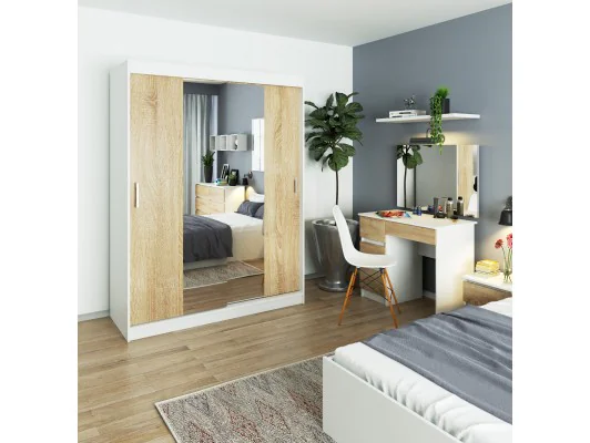 SZAFA PRZESUWNA 150cm CLP BIAŁA / SONOMA