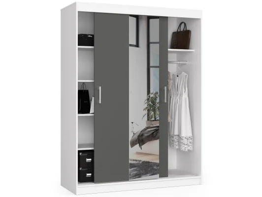 Zobacz SZAFA PRZESUWNA 150cm CLP BIAŁA / SZARA SZAFA PRZESUWNA 150cm CLP BIAŁA / SZARA