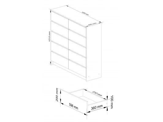 KOMODA K120 10SZ CLP PK GRAFIT POŁYSK