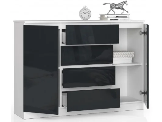 Zobacz KOMODA K140 2D 4SZ CLP GRAFIT POŁYSK KOMODA K140 2D 4SZ CLP GRAFIT POŁYSK