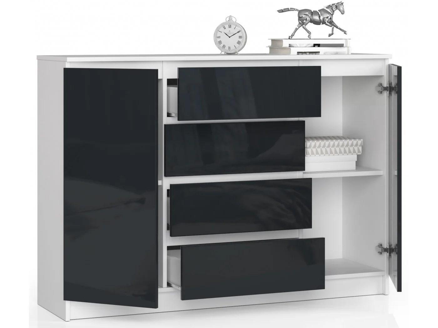 KOMODA K140 2D 4SZ CLP GRAFIT POŁYSK KOMODA K140 2D 4SZ CLP GRAFIT POŁYSK