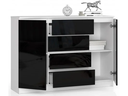 KOMODA K140 2D 4SZ CLP CZARNY POŁYSK