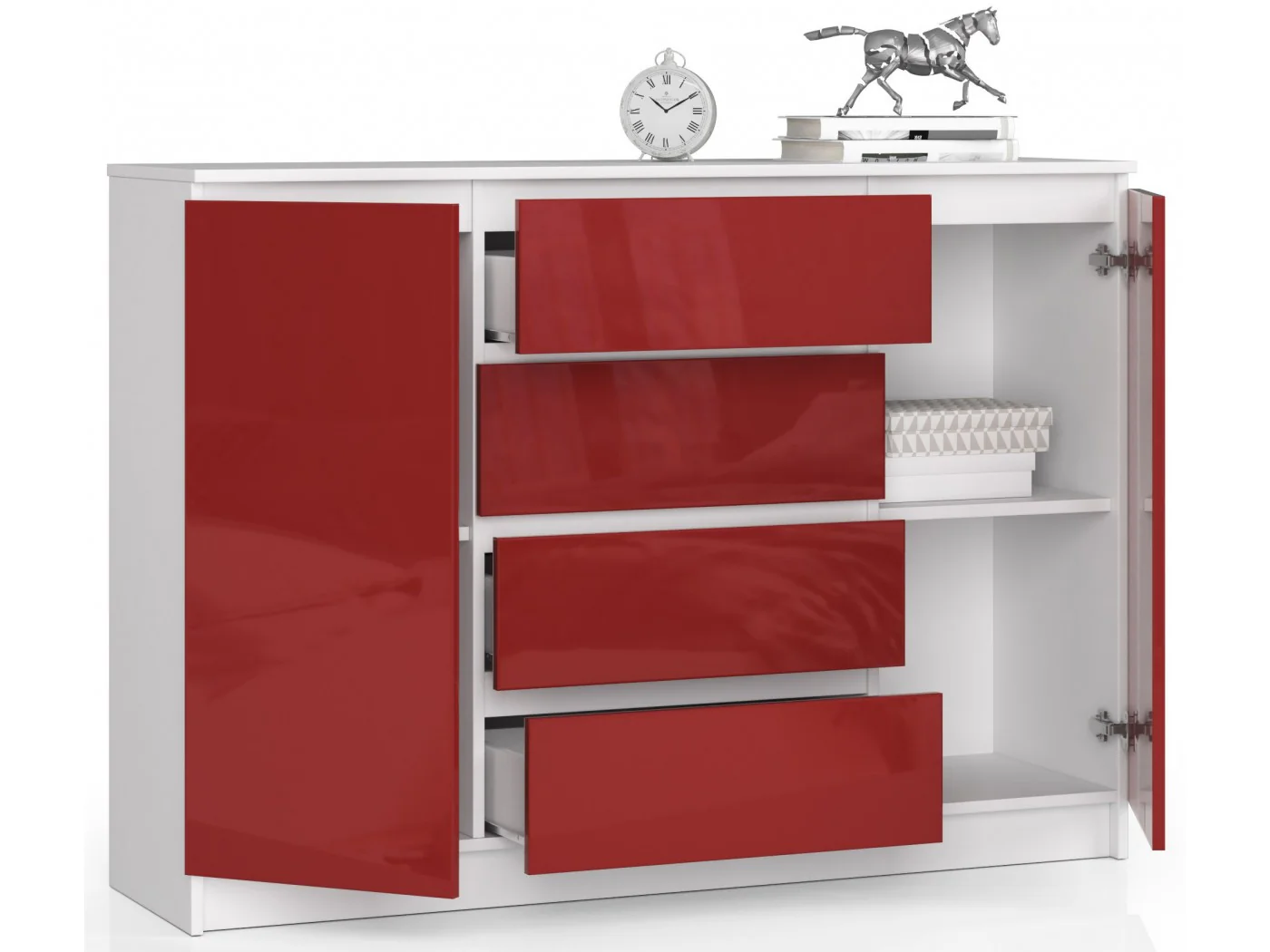 KOMODA K140 2D 4SZ CLP CZERWONY POŁYSK KOMODA K140 2D 4SZ CLP CZERWONY POŁYSK