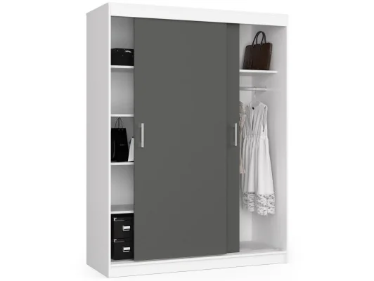 SZAFA PRZESUWNA 150cm CLP BIAŁA / SZARA MONO