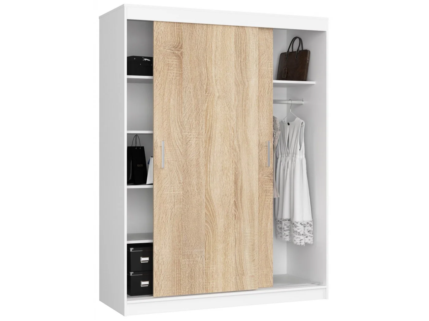 SZAFA PRZESUWNA 150 cm CLP MONO BIAŁA/SONOMA SZAFA PRZESUWNA 150 cm CLP MONO BIAŁA/SONOMA