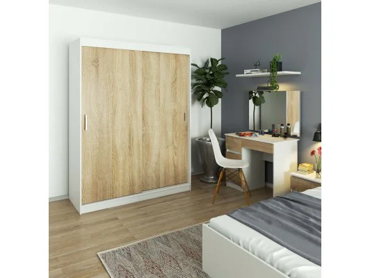 SZAFA PRZESUWNA 150 cm CLP MONO BIAŁA/SONOMA