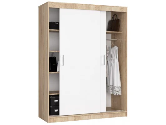 Zobacz SZAFA PRZESUWNA 150 cm CLP MONO SONOMA/BIAŁA SZAFA PRZESUWNA 150 cm CLP MONO SONOMA/BIAŁA