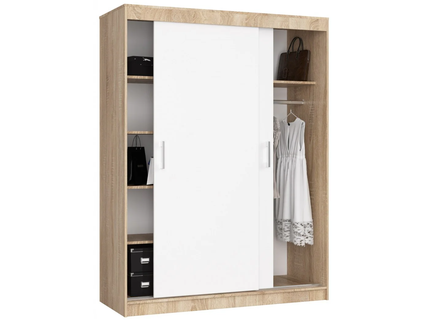 SZAFA PRZESUWNA 150 cm CLP MONO SONOMA/BIAŁA SZAFA PRZESUWNA 150 cm CLP MONO SONOMA/BIAŁA