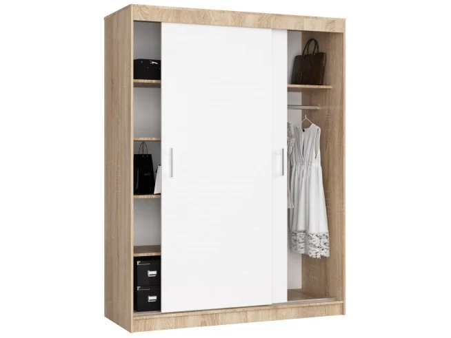 SZAFA PRZESUWNA 150 cm CLP MONO SONOMA/BIAŁA