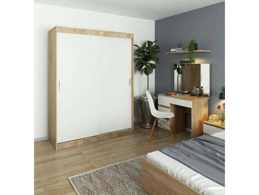 SZAFA PRZESUWNA 150 cm CLP MONO SONOMA/BIAŁA