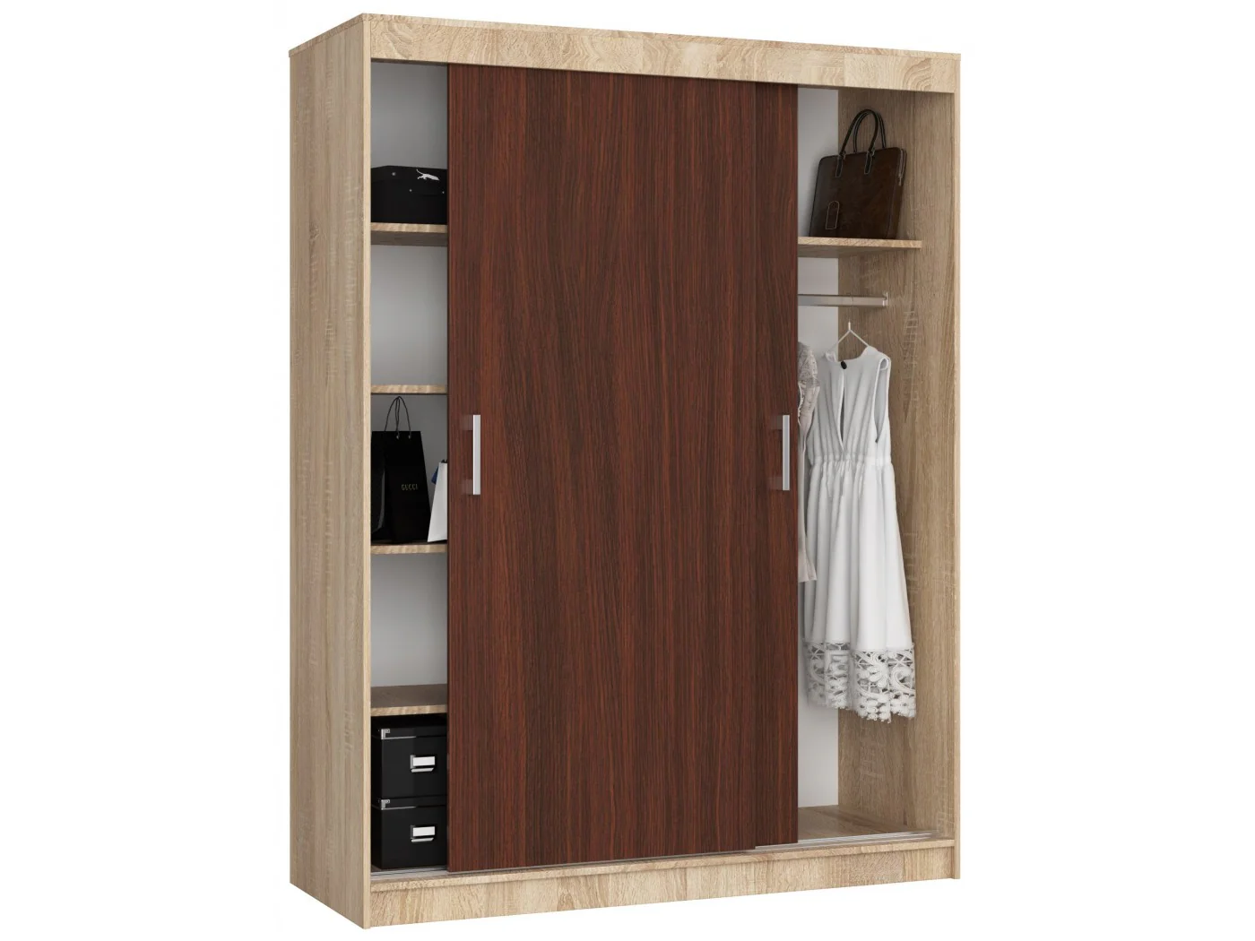SZAFA PRZESUWNA 150 cm CLP MONO SONOMA/WENGE SZAFA PRZESUWNA 150 cm CLP MONO SONOMA/WENGE