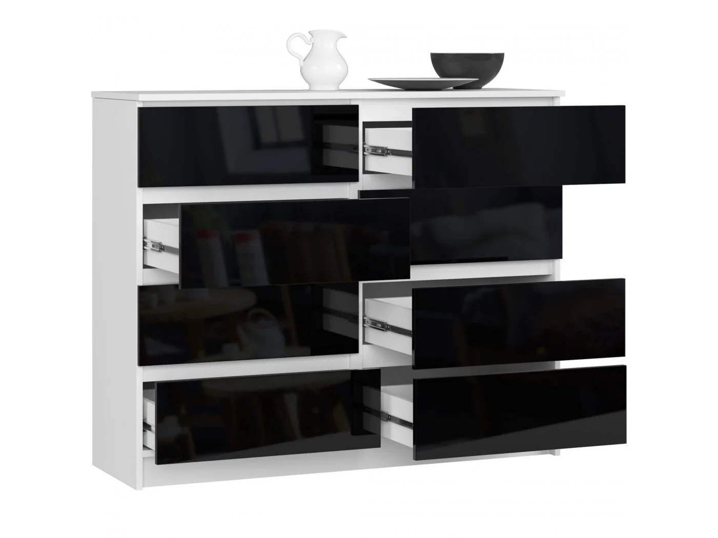 KOMODA K120 8SZ PK CZARNY POŁYSK KOMODA K120 8SZ PK CZARNY POŁYSK