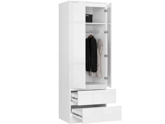 SZAFA STAR S 60 cm 2 DRZWI 2 SZUFLADY PK BIAŁA / BIAŁY POŁYSK