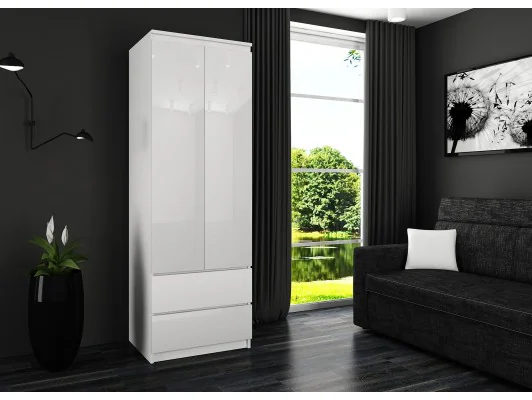 SZAFA STAR S 60 cm 2 DRZWI 2 SZUFLADY PK BIAŁA / BIAŁY POŁYSK