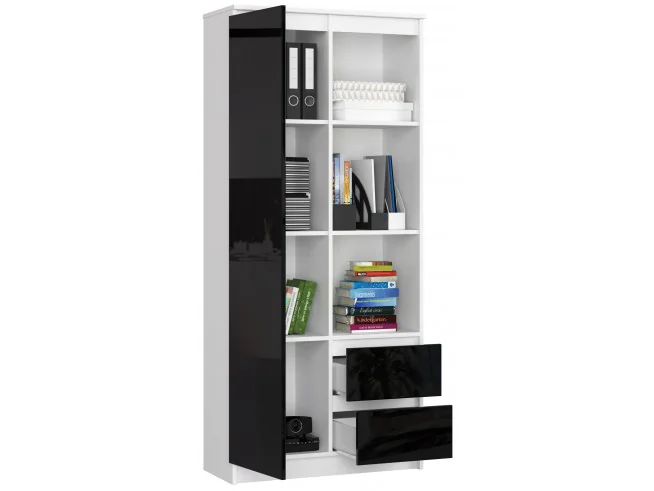 REGAŁ BIUROWY R 80 cm CLP R11 BIAŁY / CZARNY POŁYSK