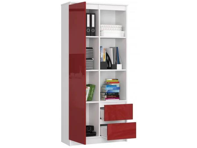 REGAŁ BIUROWY R 80 cm CLP R11 BIAŁY / CZERWONY POŁYSK