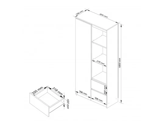REGAŁ BIUROWY R 80 cm CLP R11 BIAŁY / CZERWONY POŁYSK