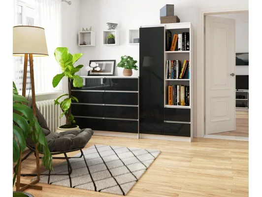 REGAŁ BIUROWY R 80 cm CLP R11 BIAŁY / GRAFIT POŁYSK