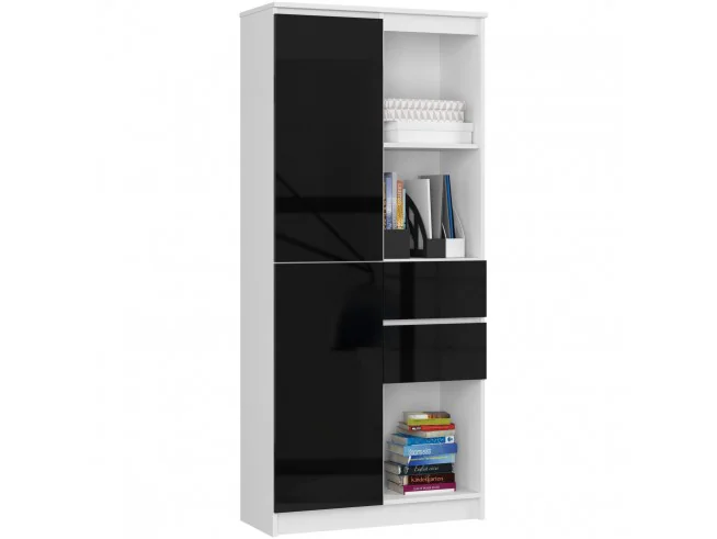 REGAŁ BIUROWY R 80 cm CLP R15 PK BIAŁY / CZARNY POŁYSK
